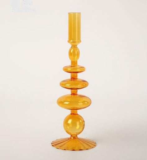 Stylish Orange Glass Candle Holder