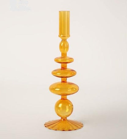 Stylish Orange Glass Candle Holder