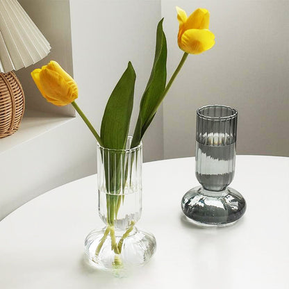 Clear Stripe Decorative Glass Vase