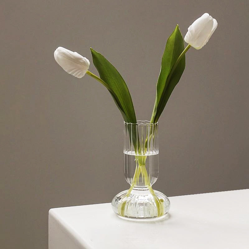 Clear Stripe Decorative Glass Vase