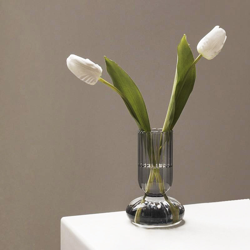 Clear Stripe Decorative Glass Vase