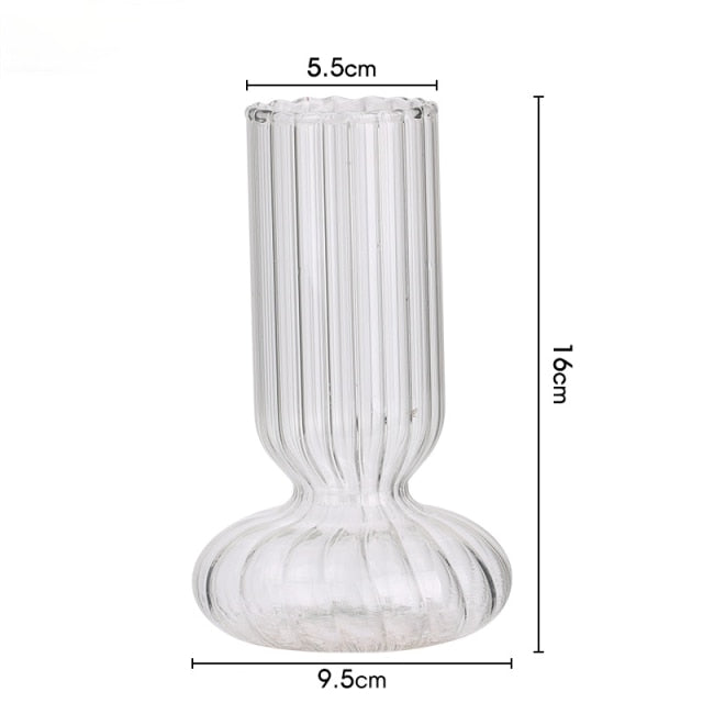 Clear Stripe Decorative Glass Vase