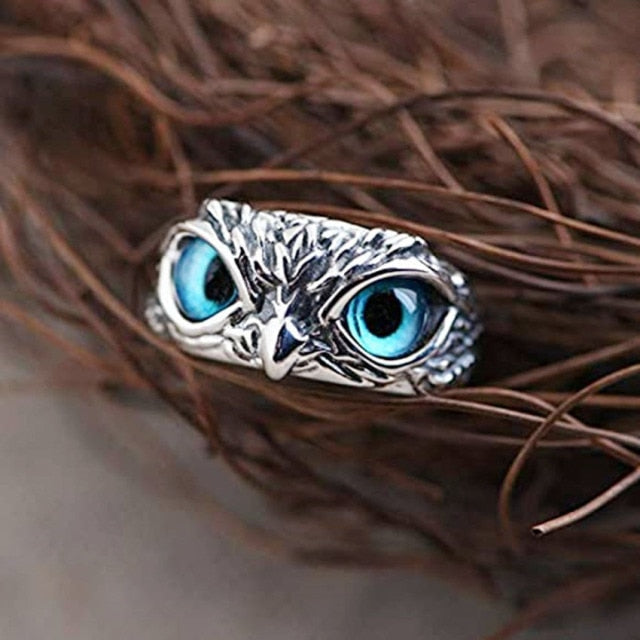 Edgy Retro Owl Silver Ring - Befez
