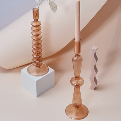 Stylish Wooden Candle Holder Brown