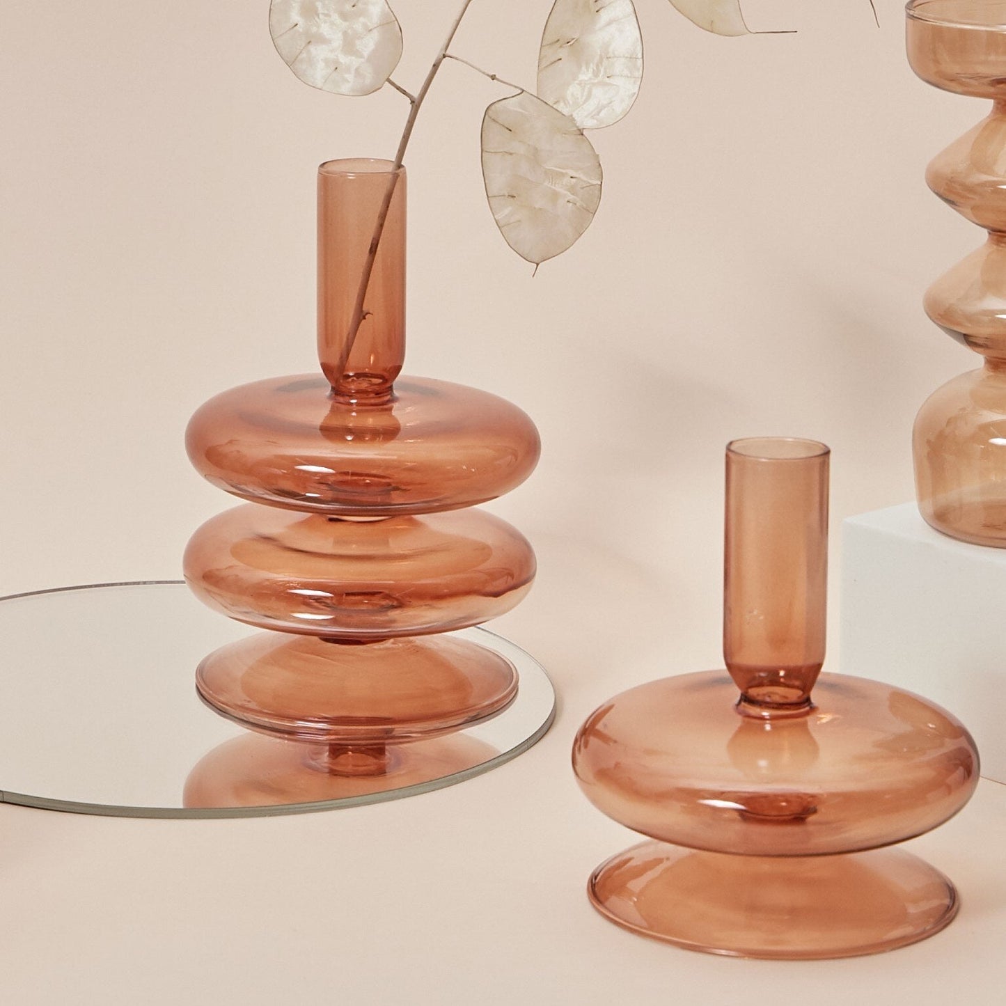 Stylish Wooden Candle Holder Brown - Befez