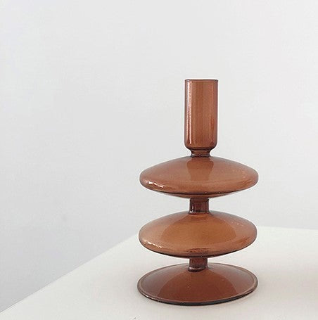 Stylish Wooden Candle Holder Brown