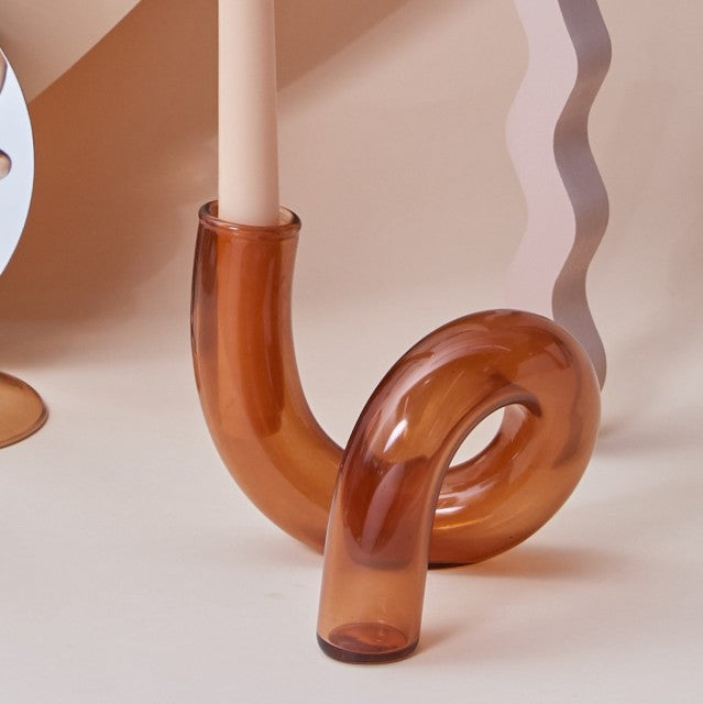 Stylish Wooden Candle Holder Brown