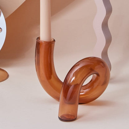 Stylish Wooden Candle Holder Brown