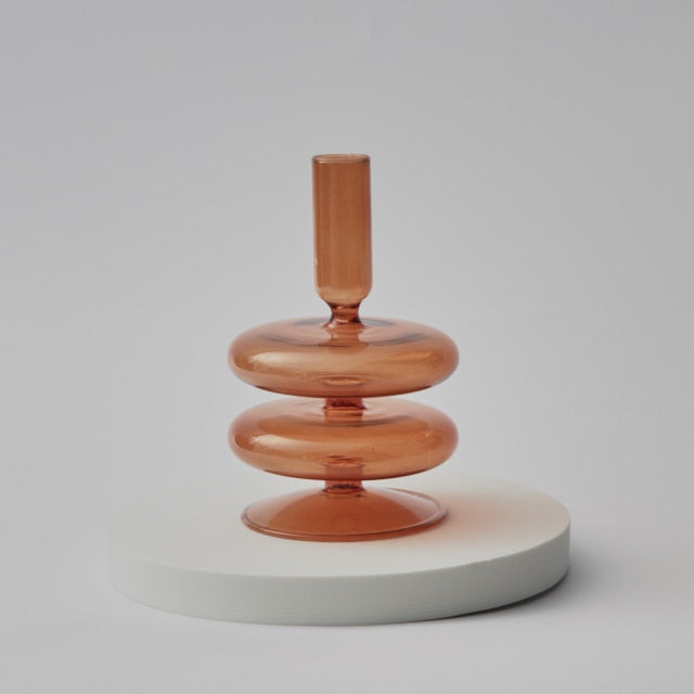 Stylish Wooden Candle Holder Brown