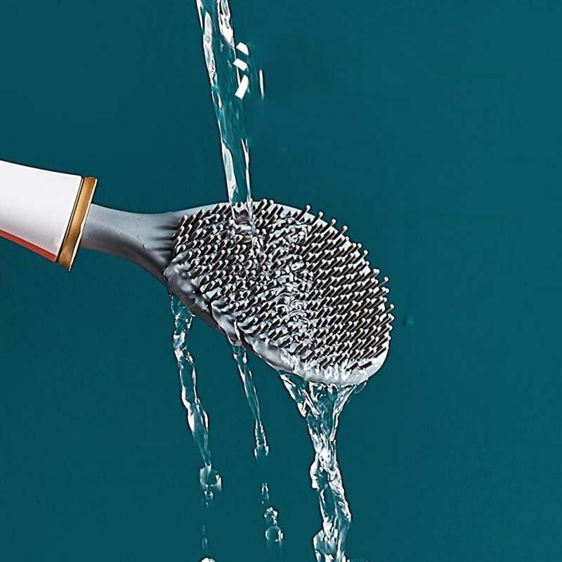 Compact Silicone Toilet Brush for Bathroom Cleaning