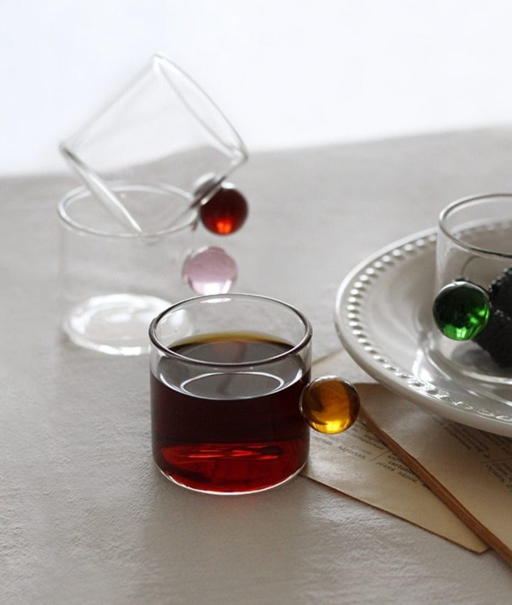 Clear Glass Espresso Mug with Globe Handle