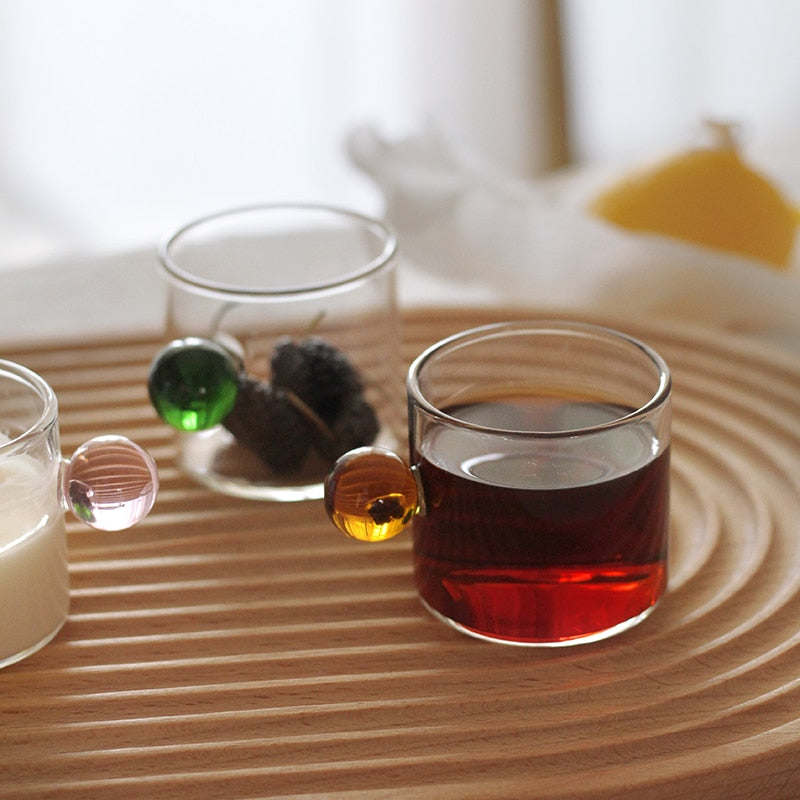 Clear Glass Espresso Mug with Globe Handle