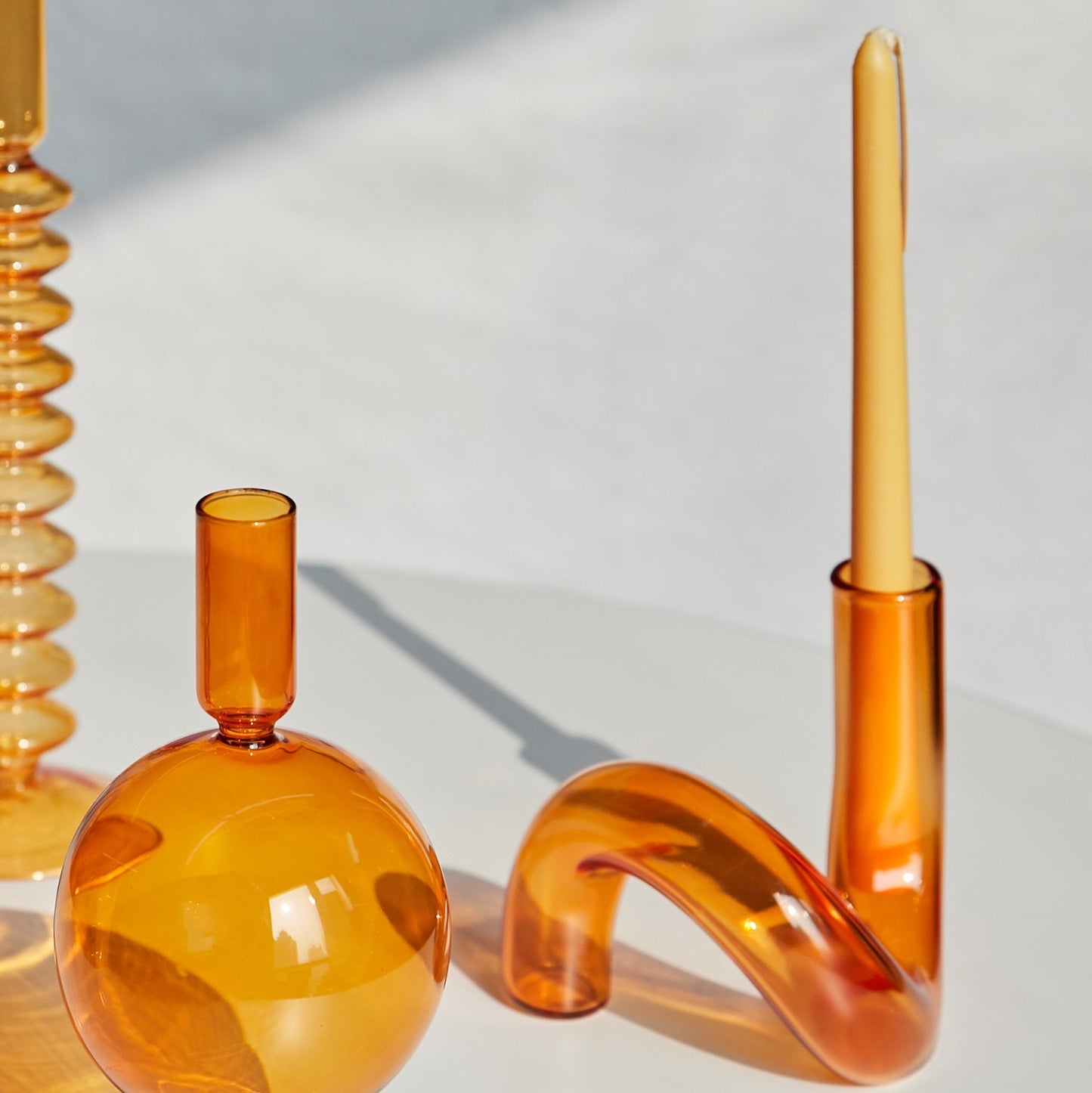 Stylish Orange Glass Candle Holder