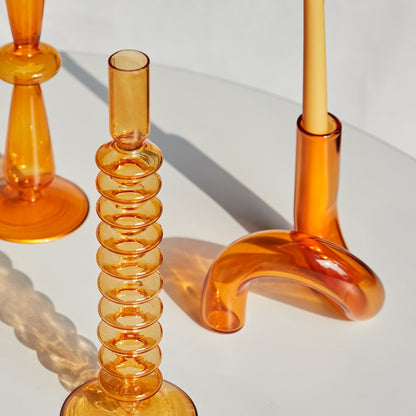 Stylish Orange Glass Candle Holder