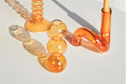 Stylish Orange Glass Candle Holder