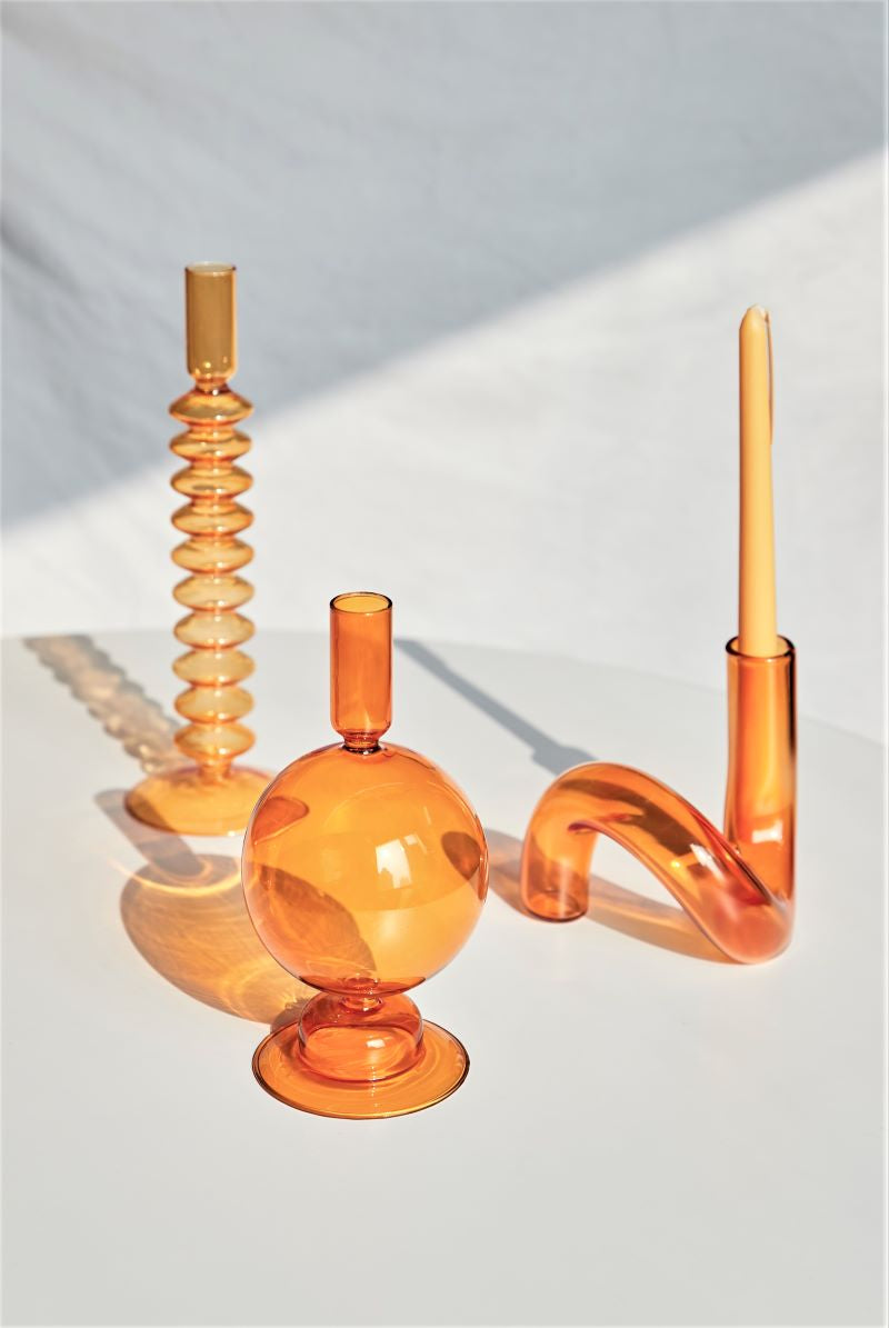 Stylish Orange Glass Candle Holder