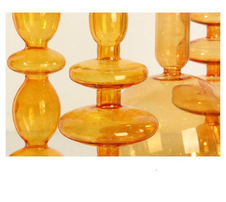 Stylish Orange Glass Candle Holder