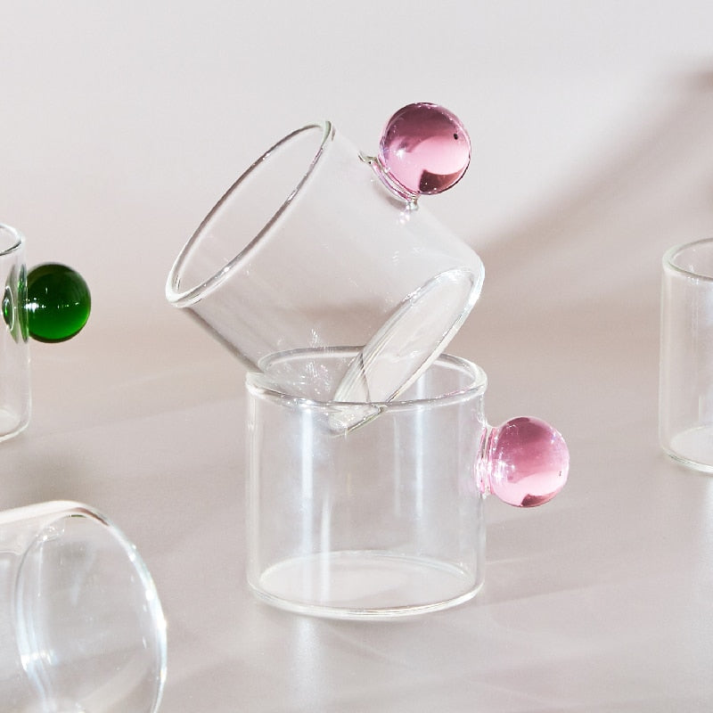 Clear Glass Espresso Mug with Globe Handle