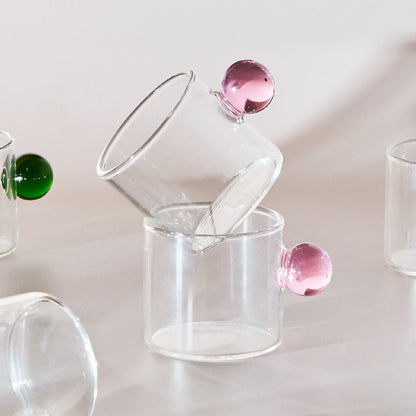 Clear Glass Espresso Mug with Globe Handle