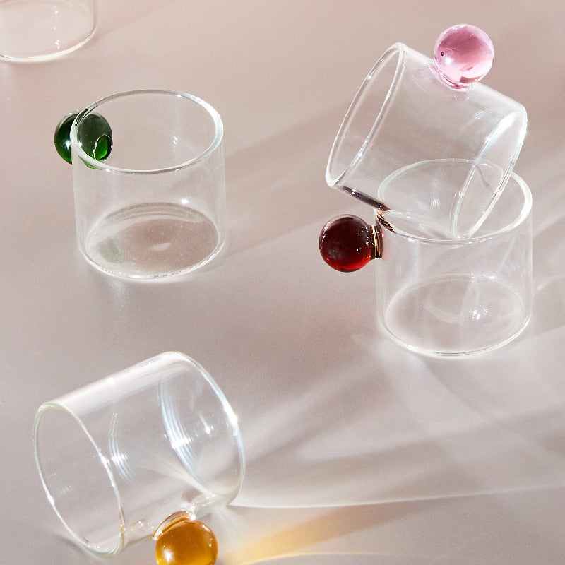 Clear Glass Espresso Mug with Globe Handle