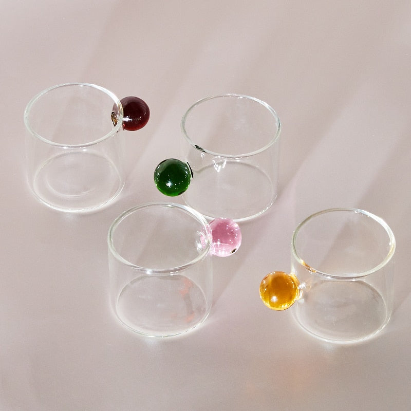 Clear Glass Espresso Mug with Globe Handle