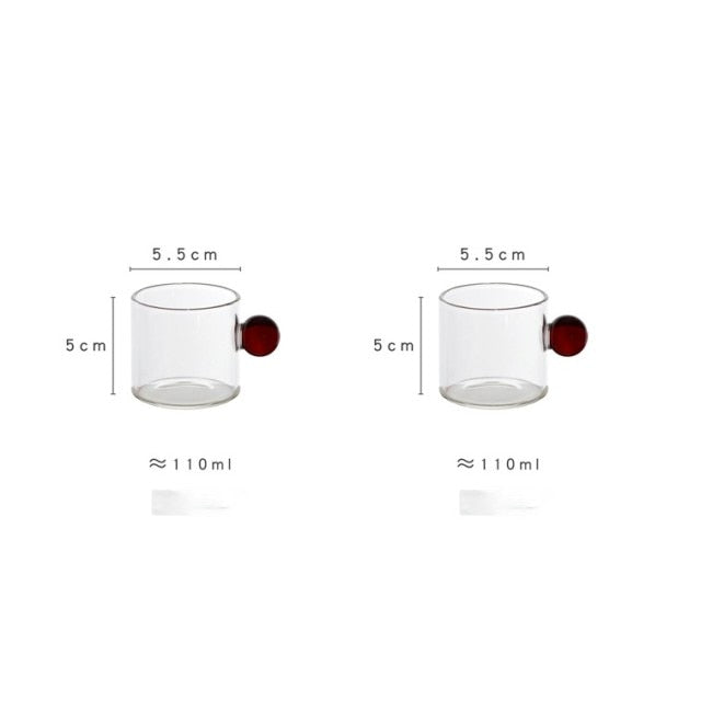 Clear Glass Espresso Mug with Globe Handle