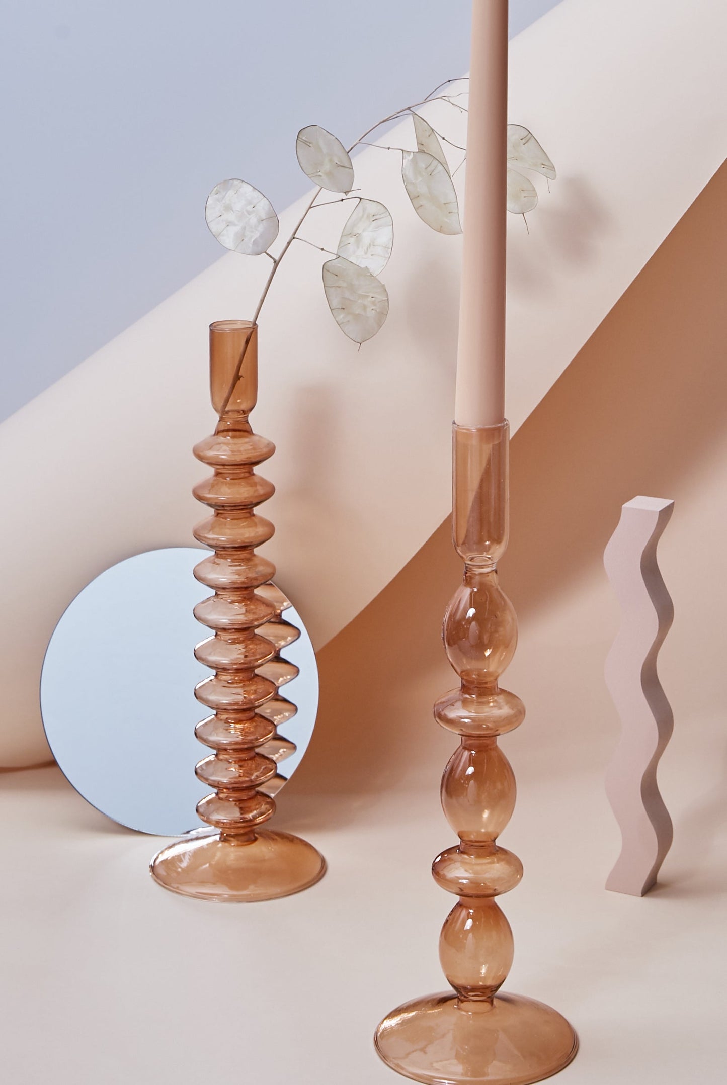 Stylish Wooden Candle Holder Brown