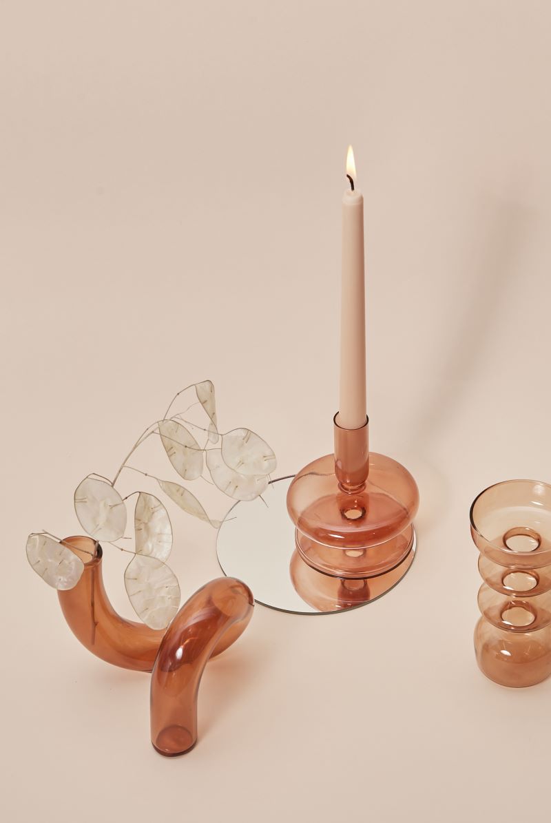 Stylish Wooden Candle Holder Brown