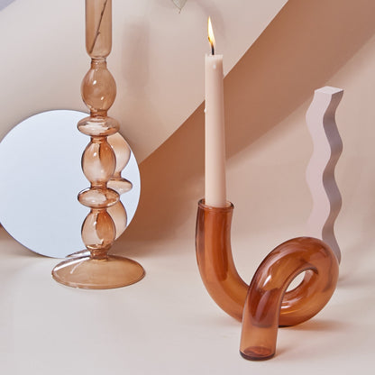 Stylish Wooden Candle Holder Brown