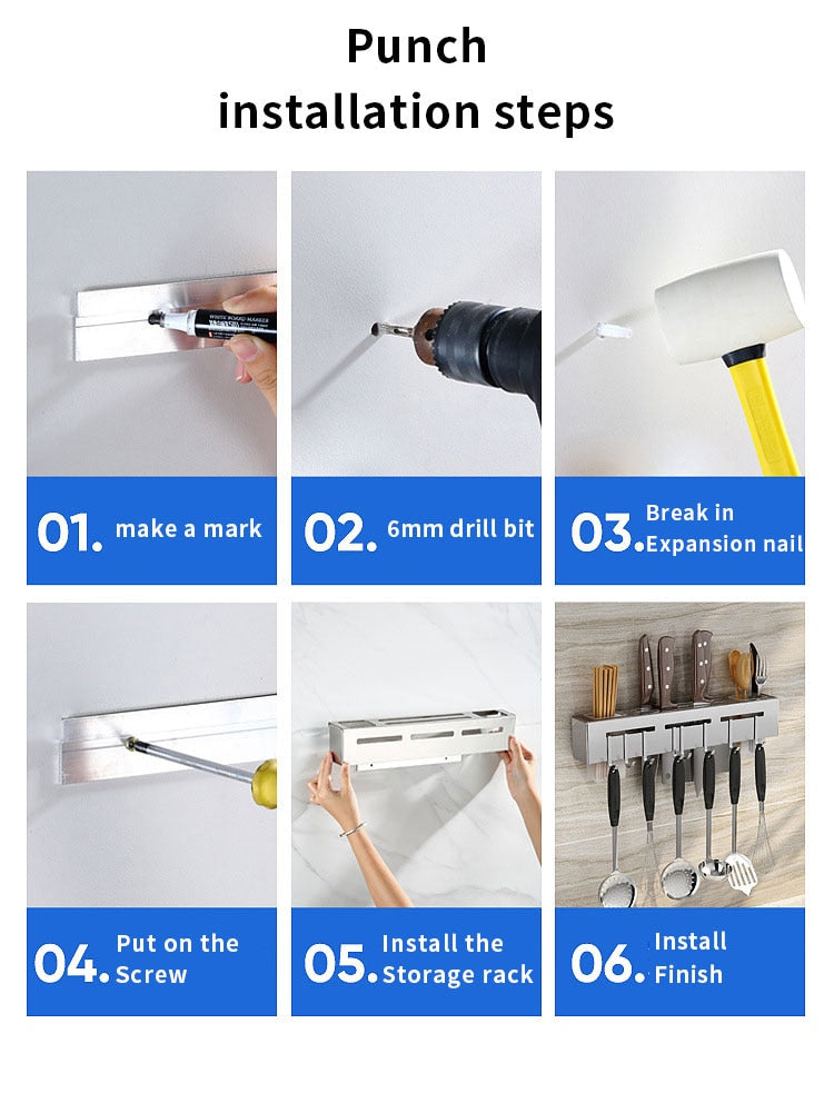 Easy Install Kitchen Utensil Storage Rack
