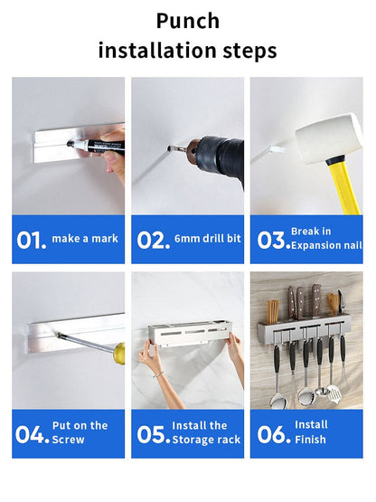 Easy Install Kitchen Utensil Storage Rack
