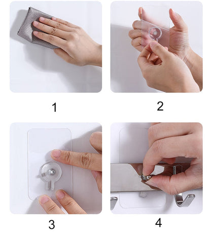 Strong Clear Sticky Wall Hooks 10 Pack