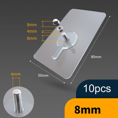 Strong Clear Sticky Wall Hooks 10 Pack