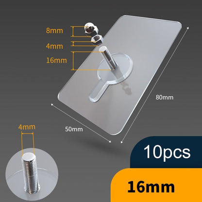 Strong Clear Sticky Wall Hooks 10 Pack