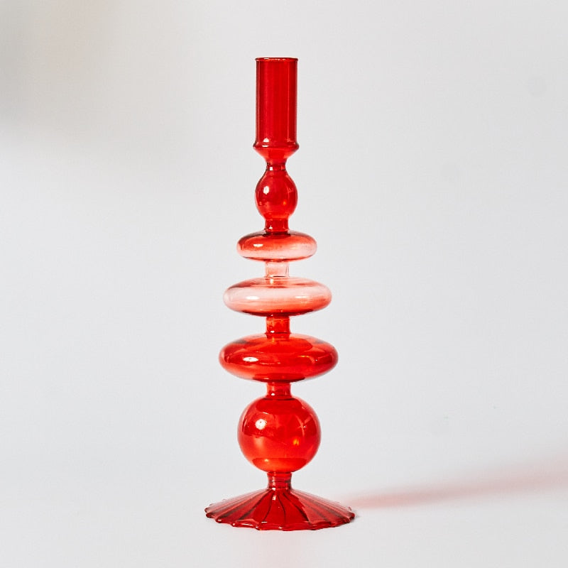 Befez | Ruby Red Glass Candle & Flower Vase Set
