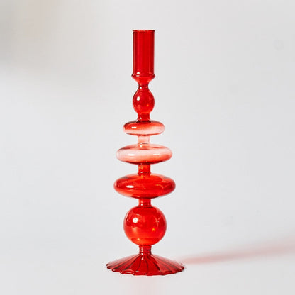 Befez | Ruby Red Glass Candle & Flower Vase Set