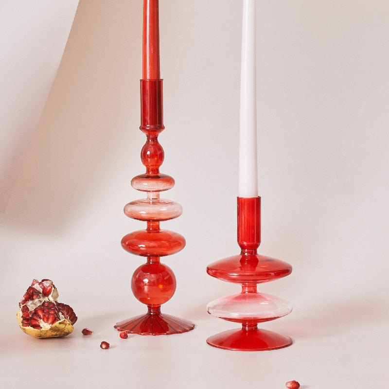 Befez | Ruby Red Glass Candle & Flower Vase Set