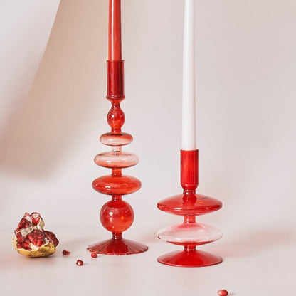 Befez | Ruby Red Glass Candle & Flower Vase Set