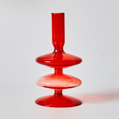 Befez | Ruby Red Glass Candle & Flower Vase Set - Befez