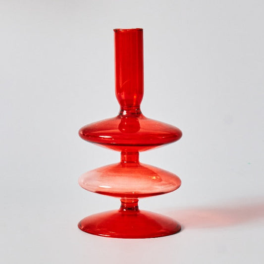 Befez | Ruby Red Glass Candle & Flower Vase Set - Befez