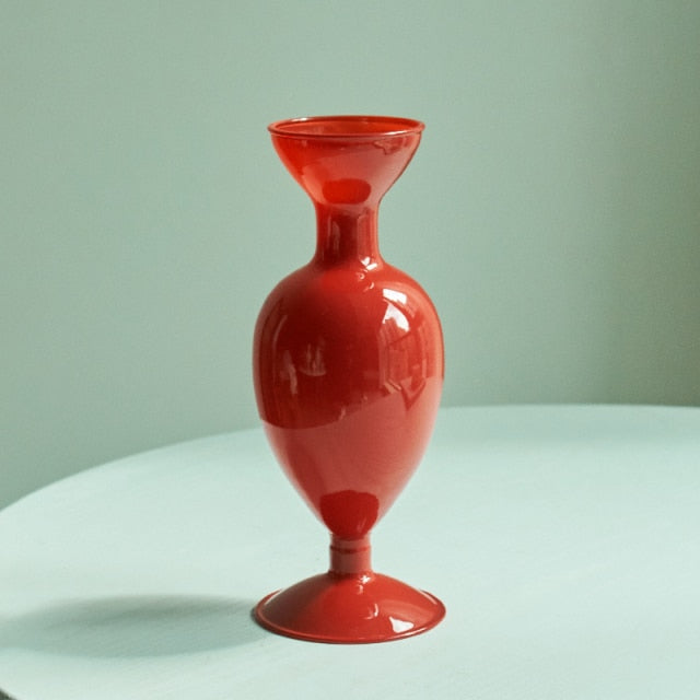 Befez | Ruby Red Glass Candle & Flower Vase Set