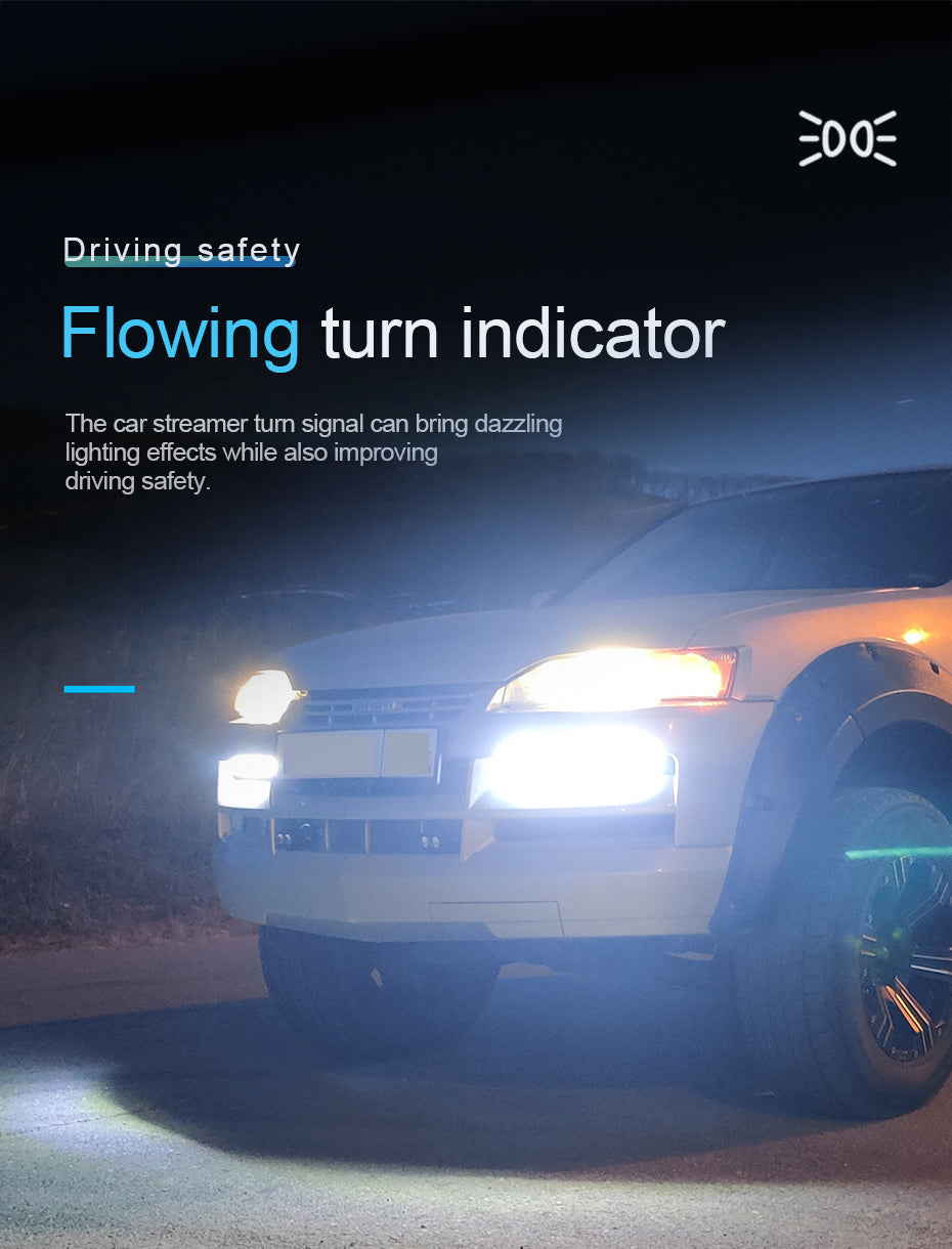 2Pcs Universal Car LED Turn Signal Strip Lights