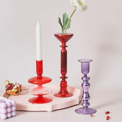 Befez | Ruby Red Glass Candle & Flower Vase Set