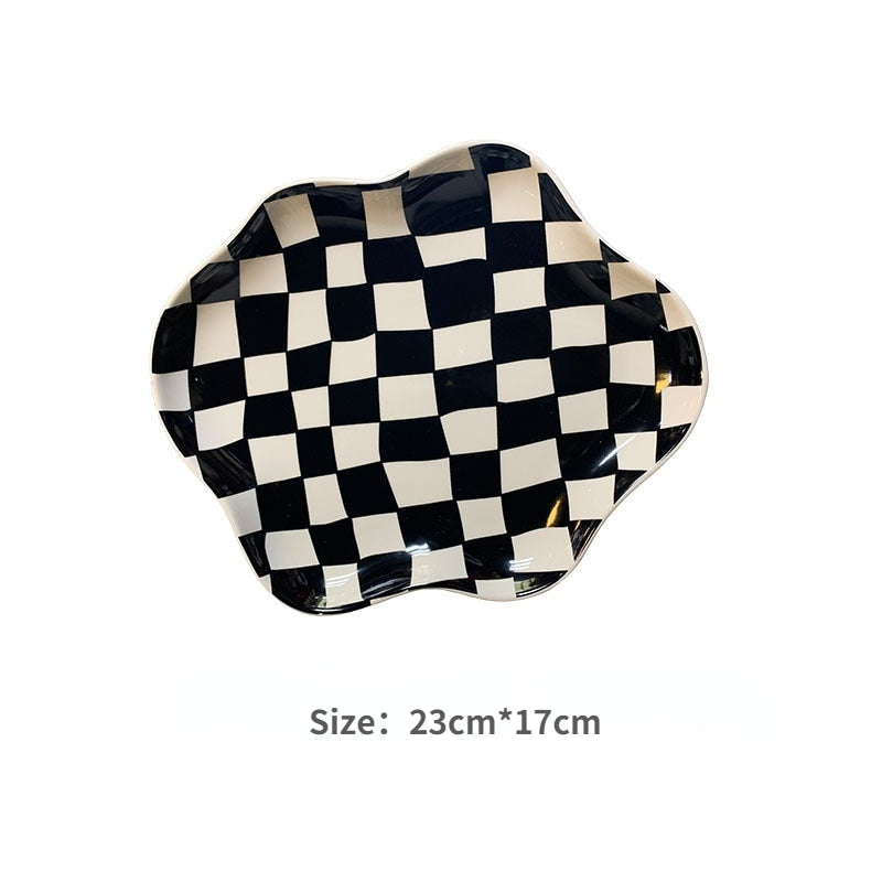 Colorful Checkerboard Serving Tray - Black Green