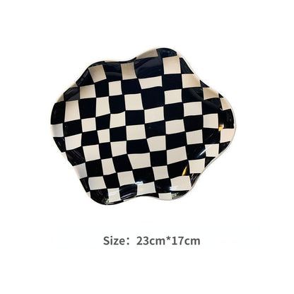 Colorful Checkerboard Serving Tray - Black Green