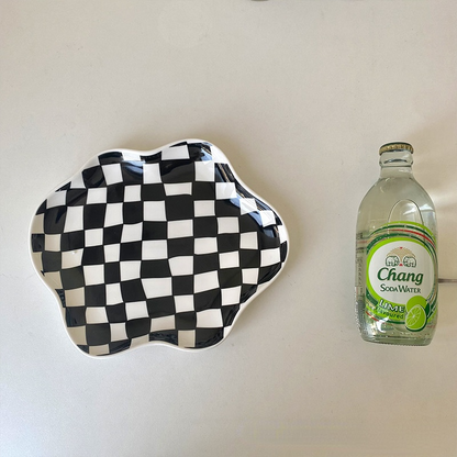 Colorful Checkerboard Serving Tray - Black Green