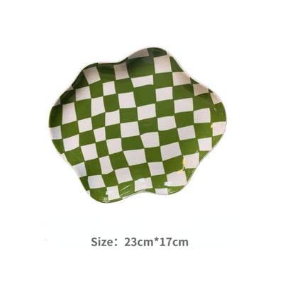 Colorful Checkerboard Serving Tray - Black Green