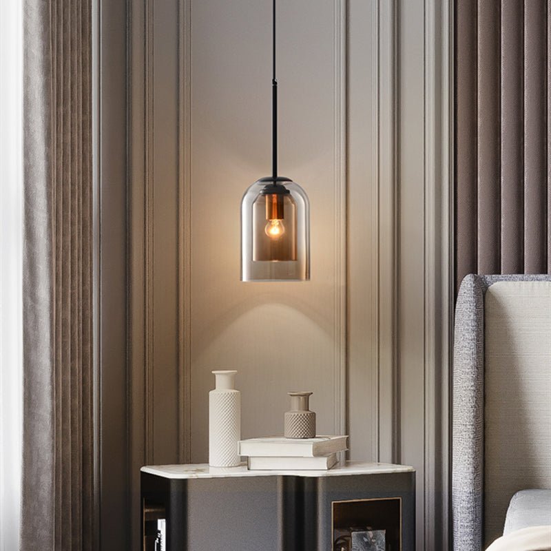 Vintage Metal Pendant Light with Dual Glass Shade
