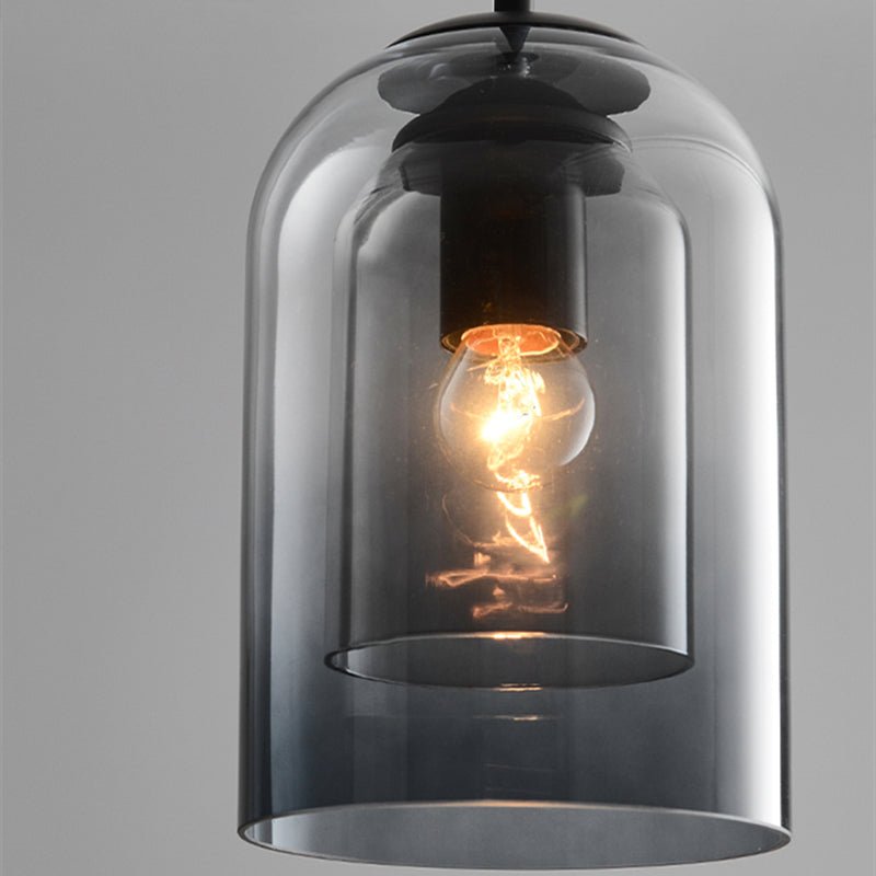 Vintage Metal Pendant Light with Dual Glass Shade