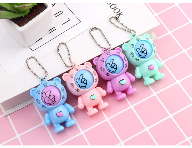 Fun Rock Paper Scissors Bear Keychain Toy - Befez